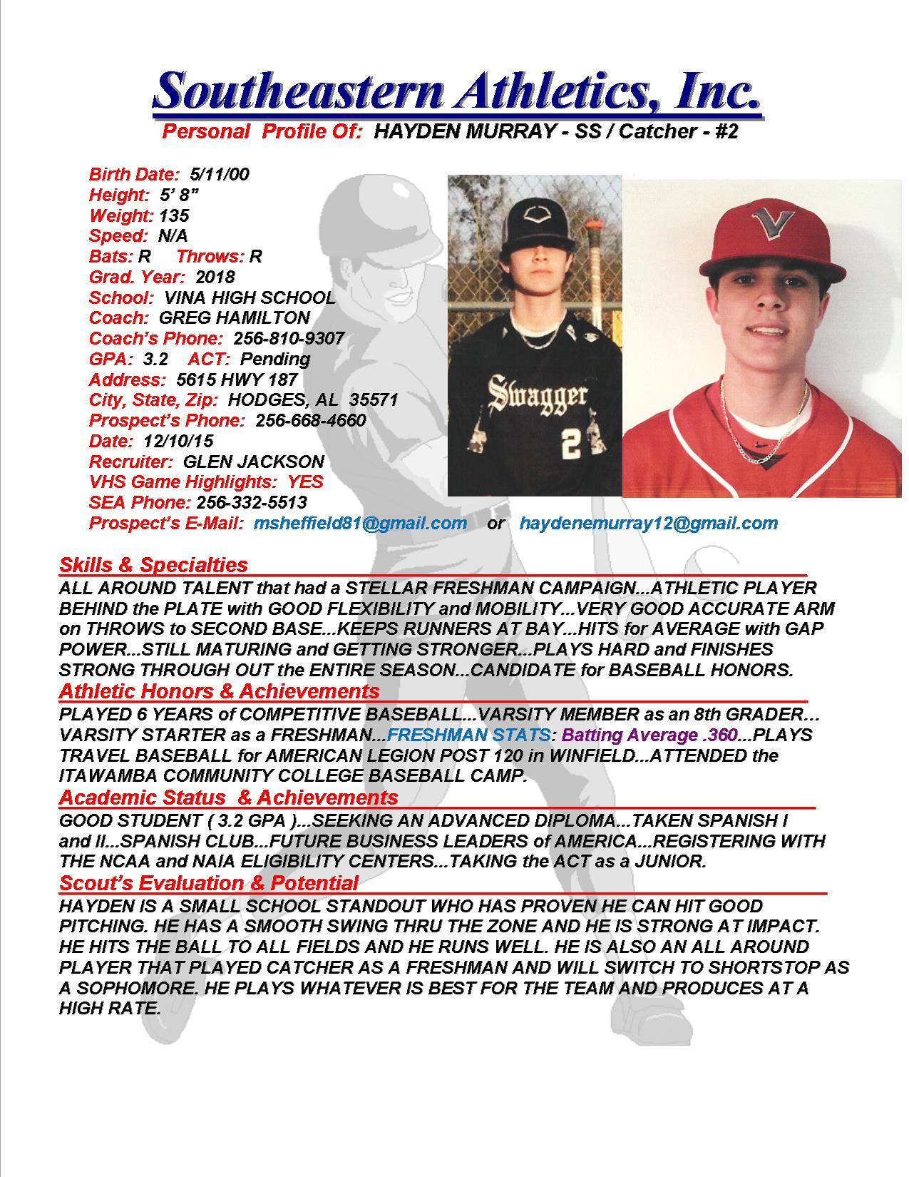 18 MURRAY, HAYDEN BB gj