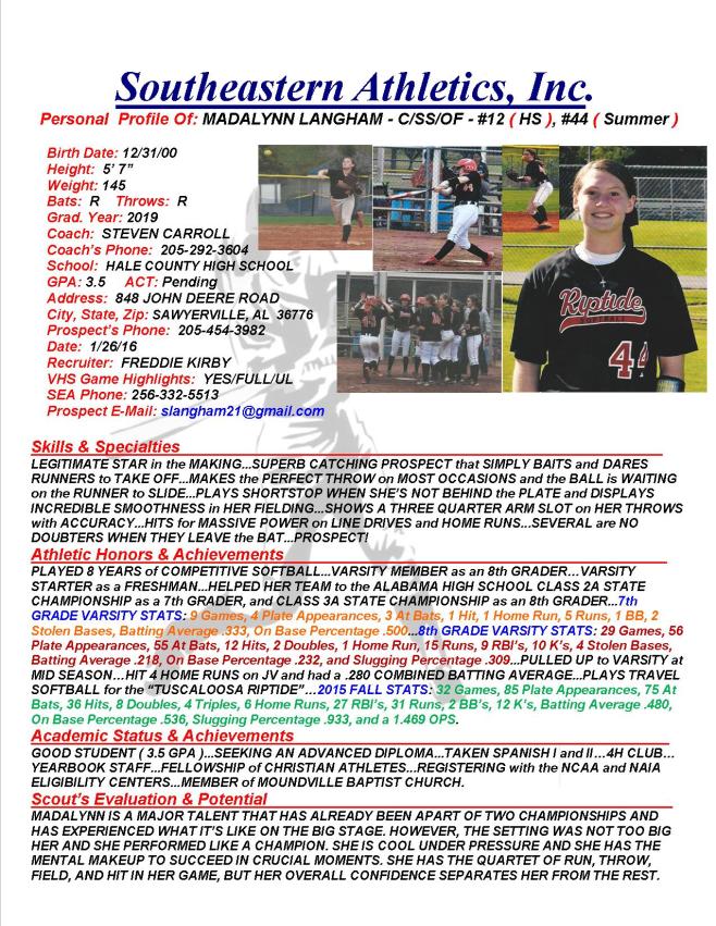 19 LANGHAM, MADALYNN SB k