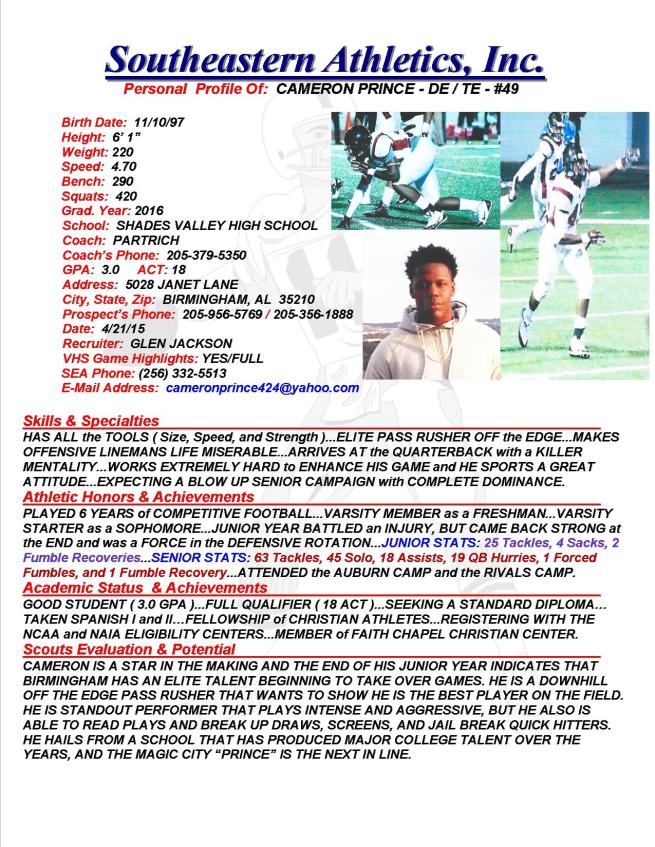 16 PRINCE, CAMERON FB gj