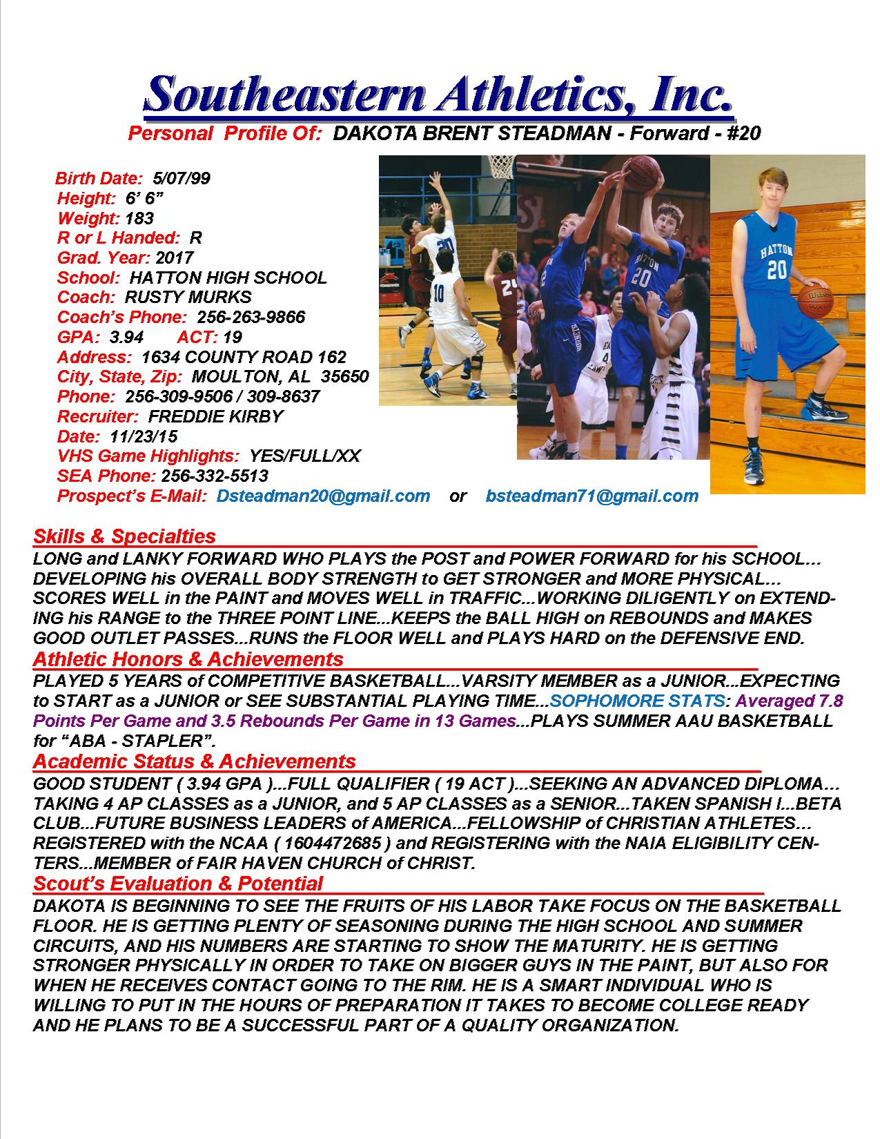 17 STEADMAN, DAKOTA BKB k