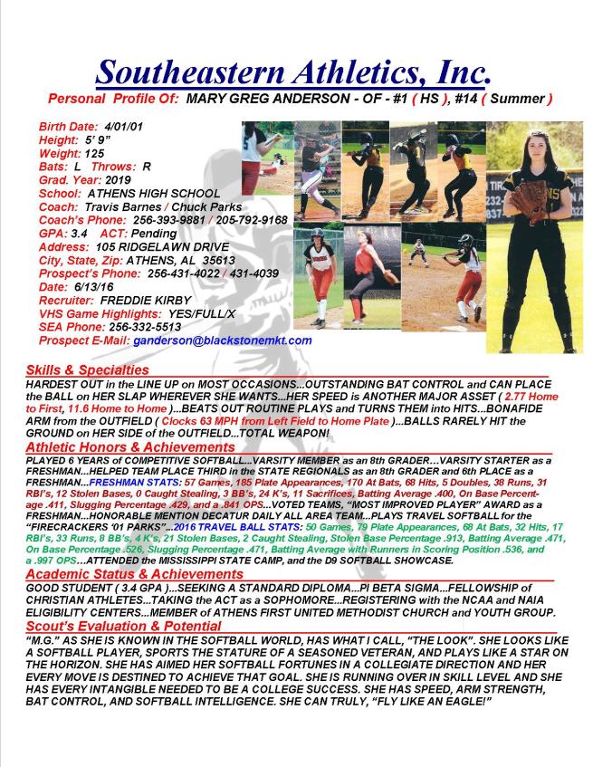 19 ANDERSON, MARY GREG SB k