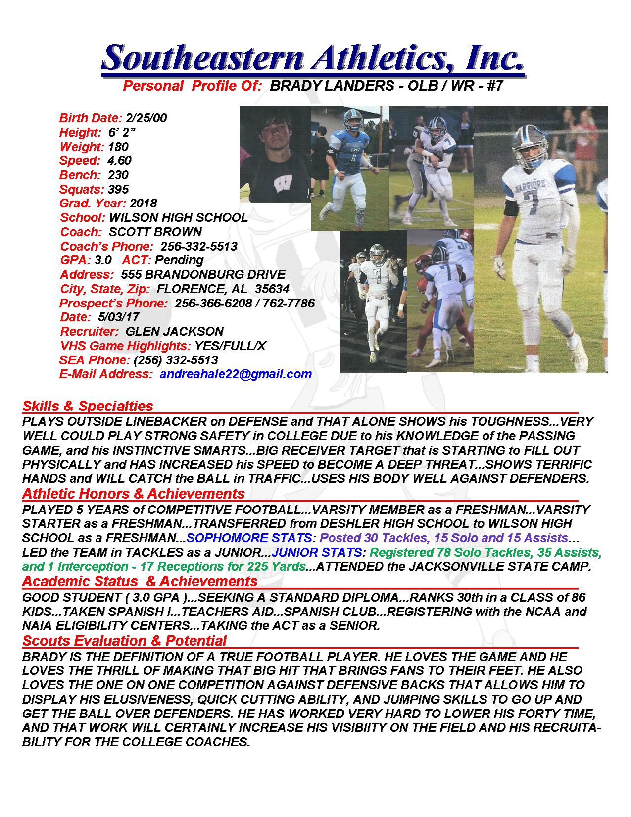 18 LANDERS, BRADY FB gj