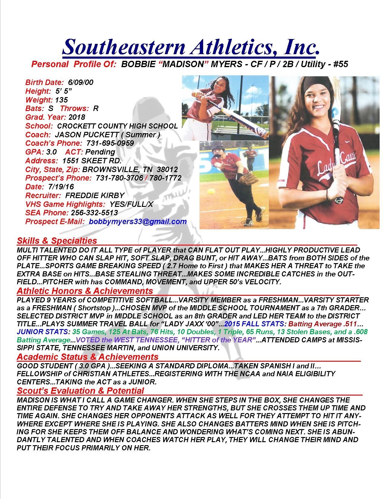 18 MYERS, MADISON SB k