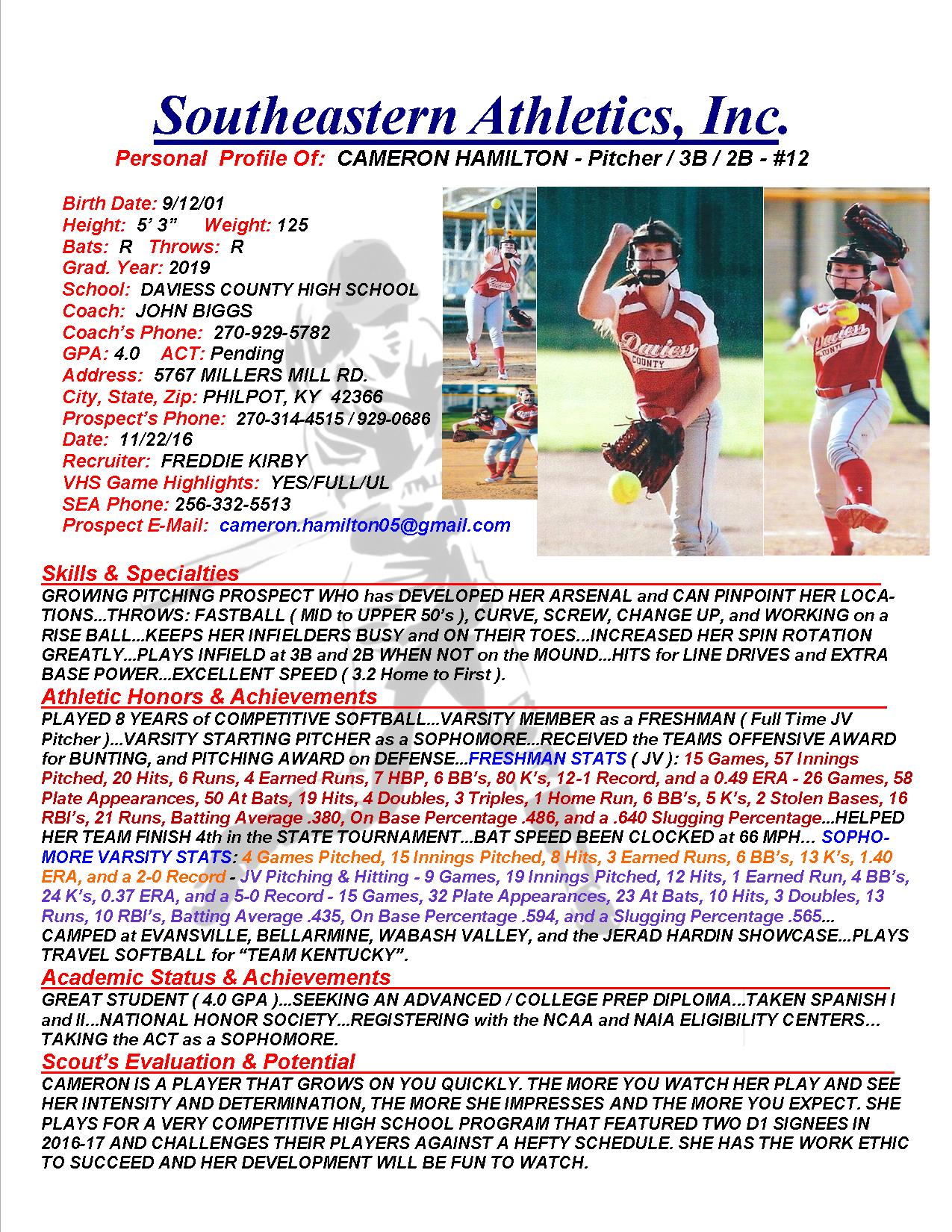 19 HAMILTON, CAMERON SB k