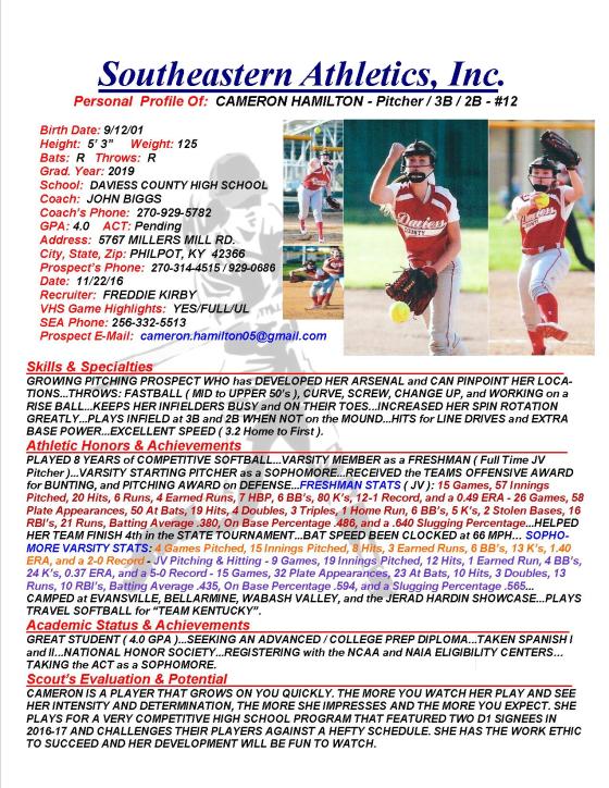 19 HAMILTON, CAMERON SB k