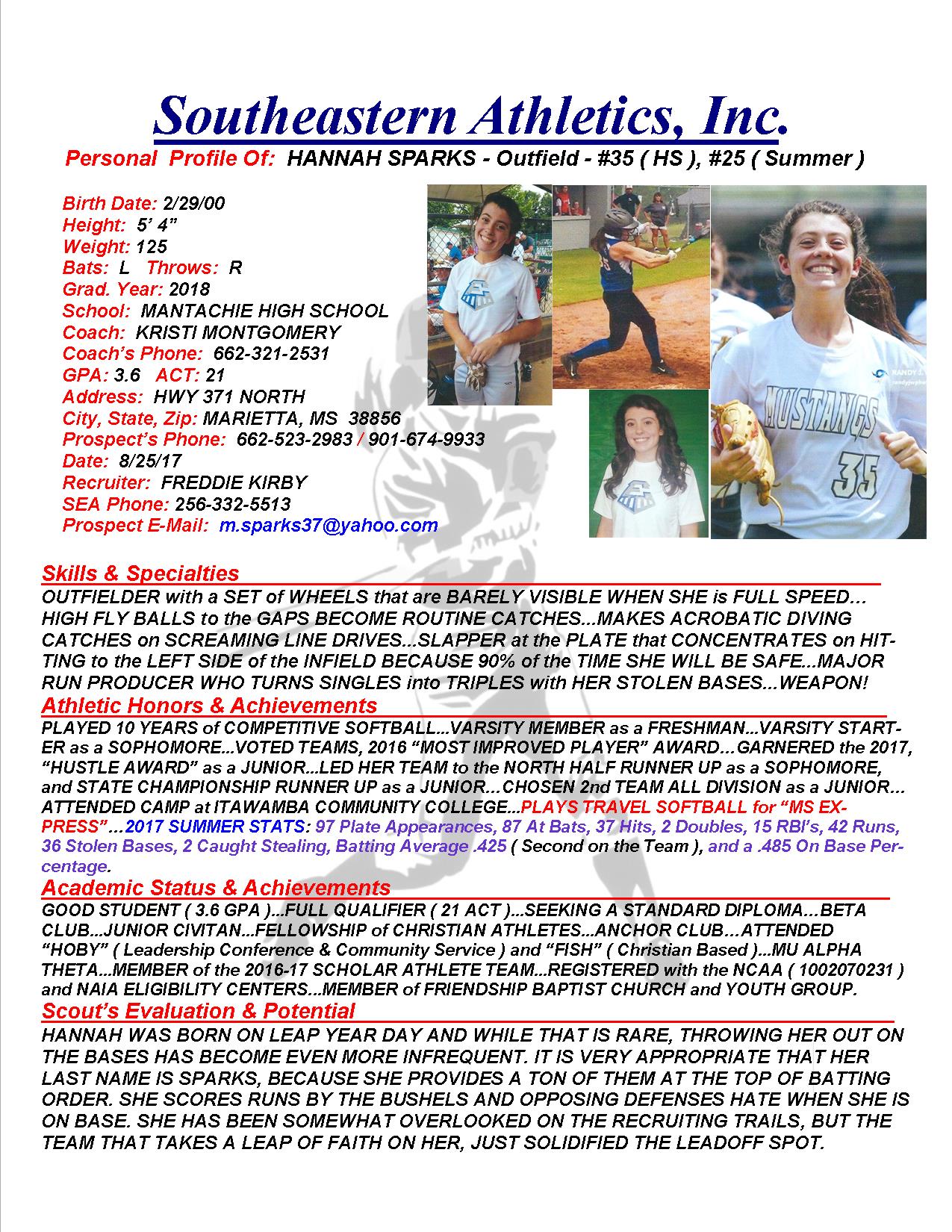 18 SPARKS, HANNAH SB k