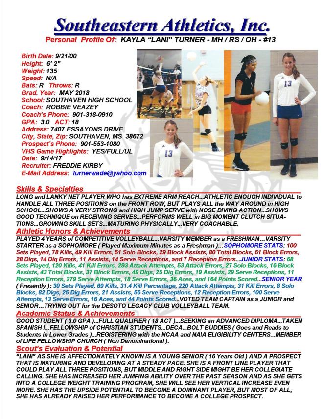 18 TURNER, KAYLA VB k