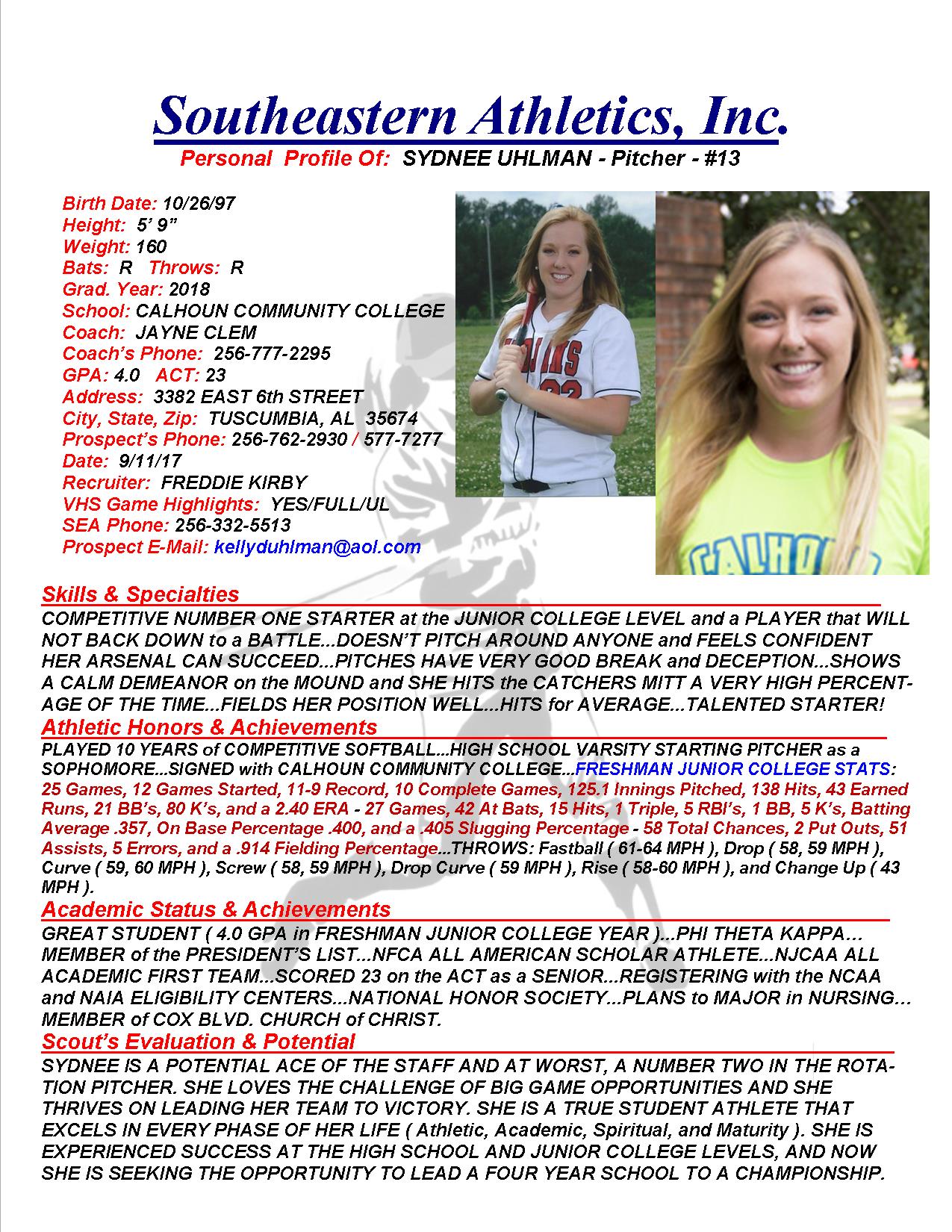 JC UHLMAN, SYDNEE SB k