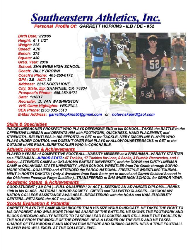 18 HOPKINS, GARRETT FB dv