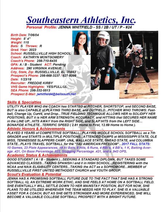 23 WHITFIELD, JENNA SB k