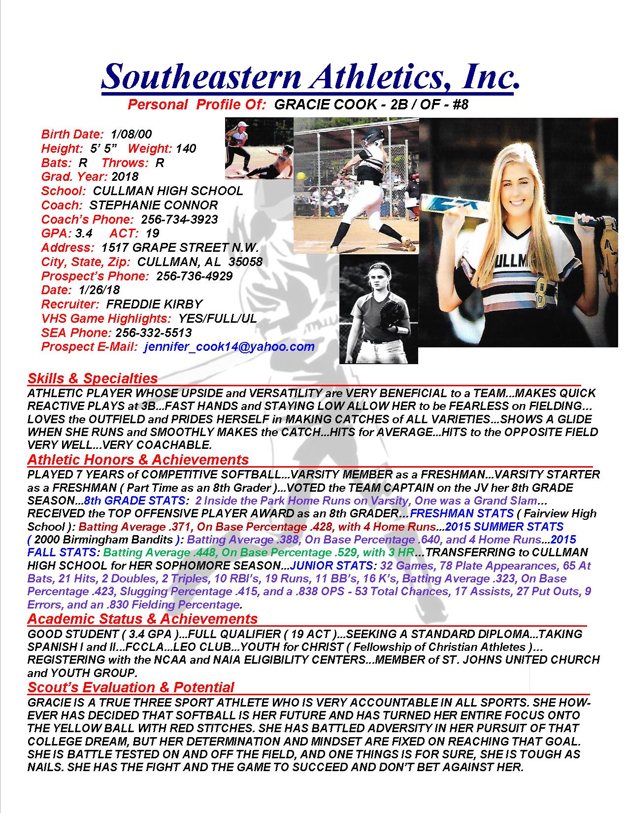 18 COOK, GRACIE SB k