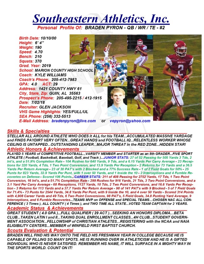 19 PYRON, BRADEN FB gj