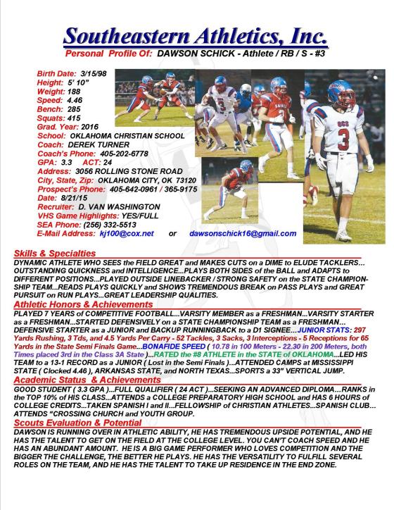 16 SCHICK, DAWSON FB dv