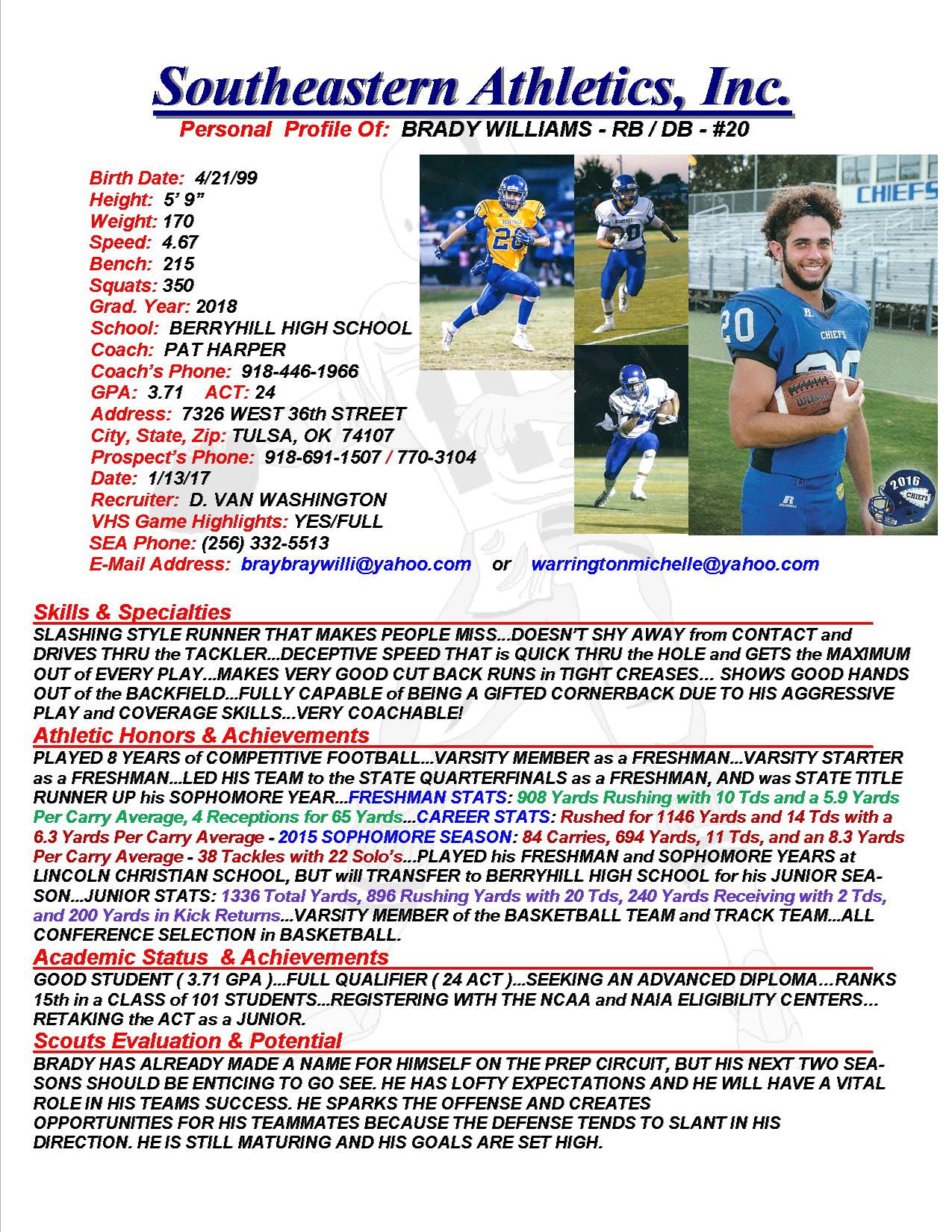 18 WILLIAMS, BRADY FB dv