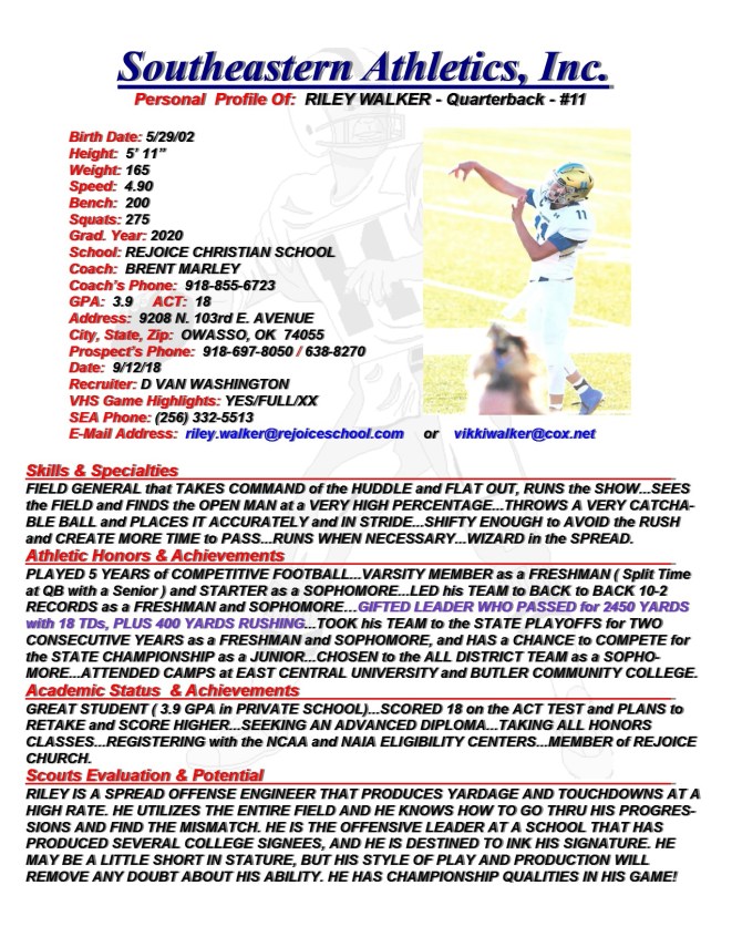 20 WALKER, RILEY FB dv