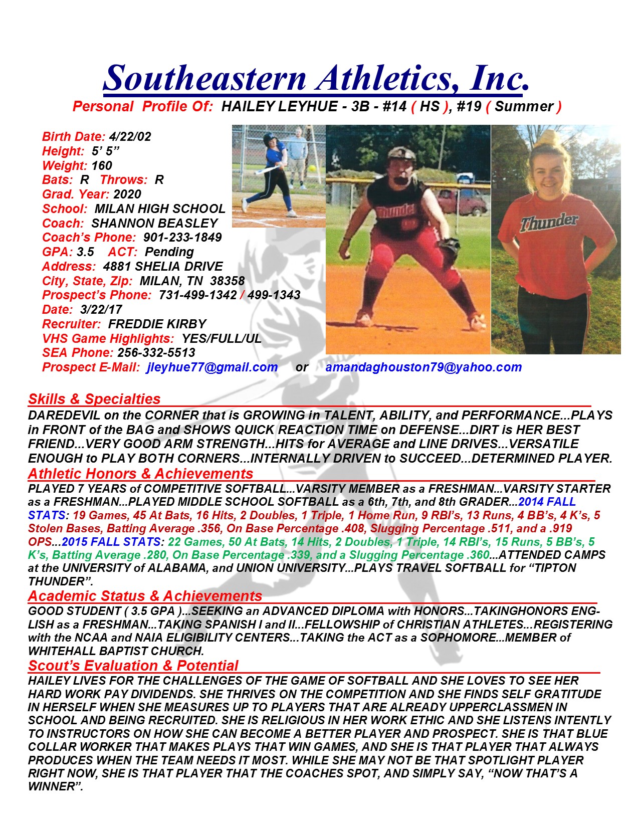 20 LEYHUE, HAILEY SB k