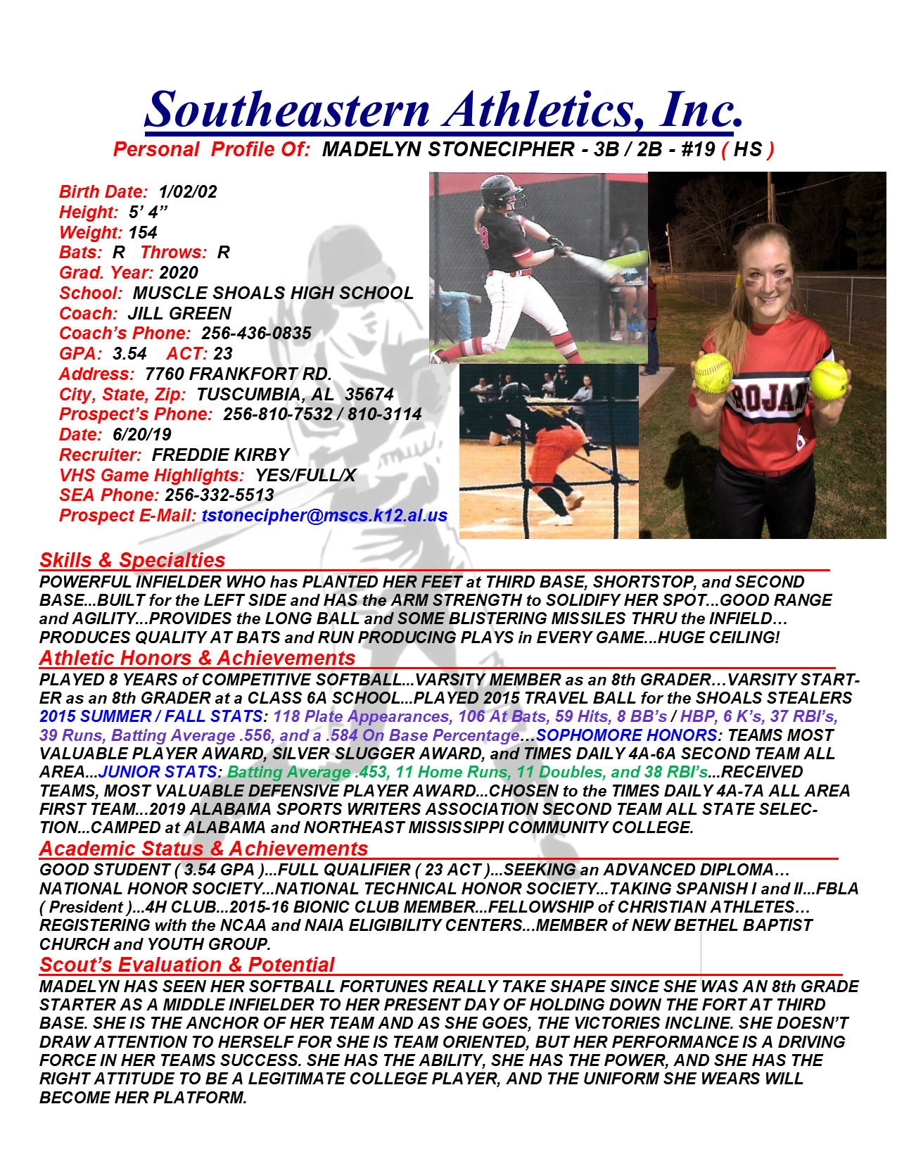 20 STONECIPHER, MADELYN SB k