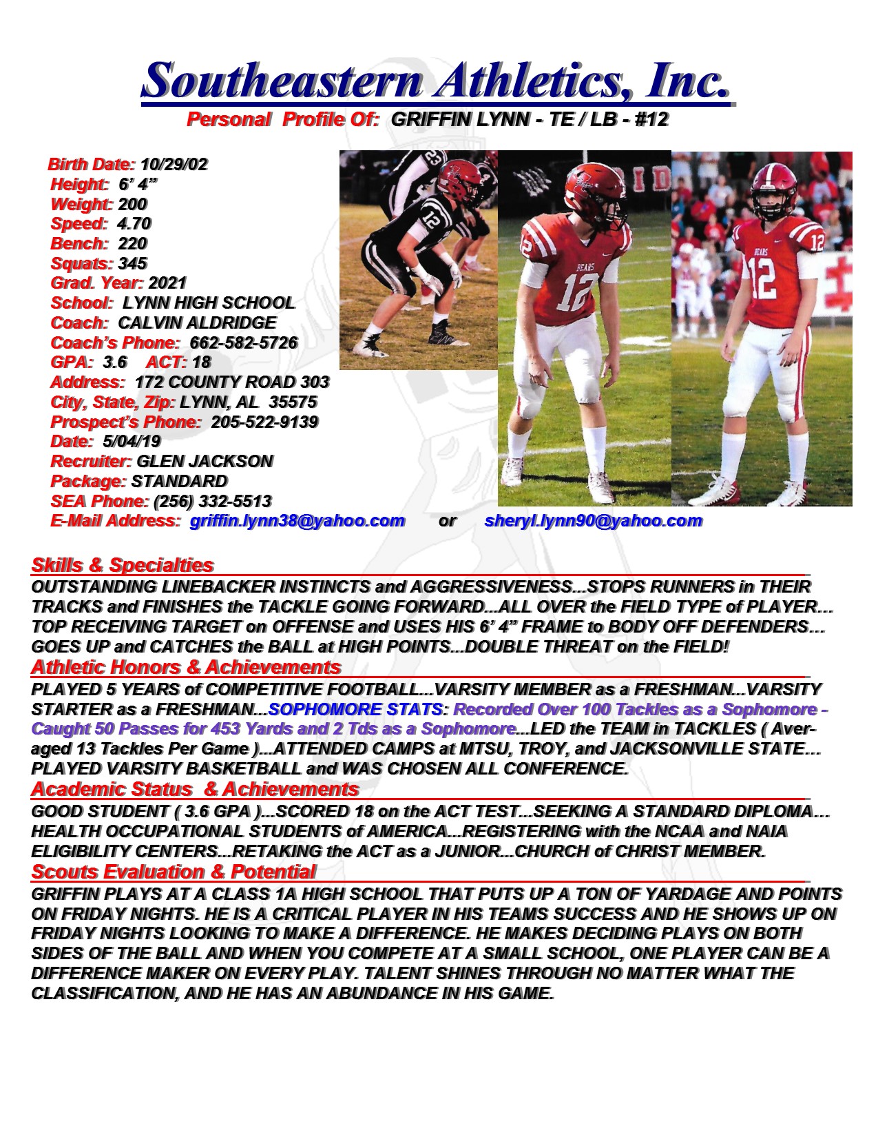 21 LYNN, GRIFFIN FB gj