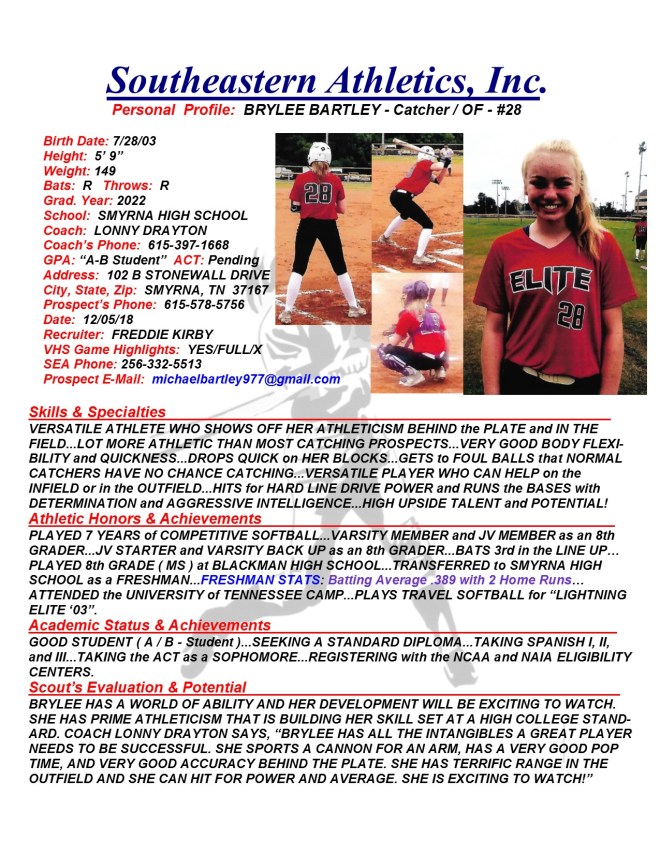 22 BARTLEY, BRYLEE SB k