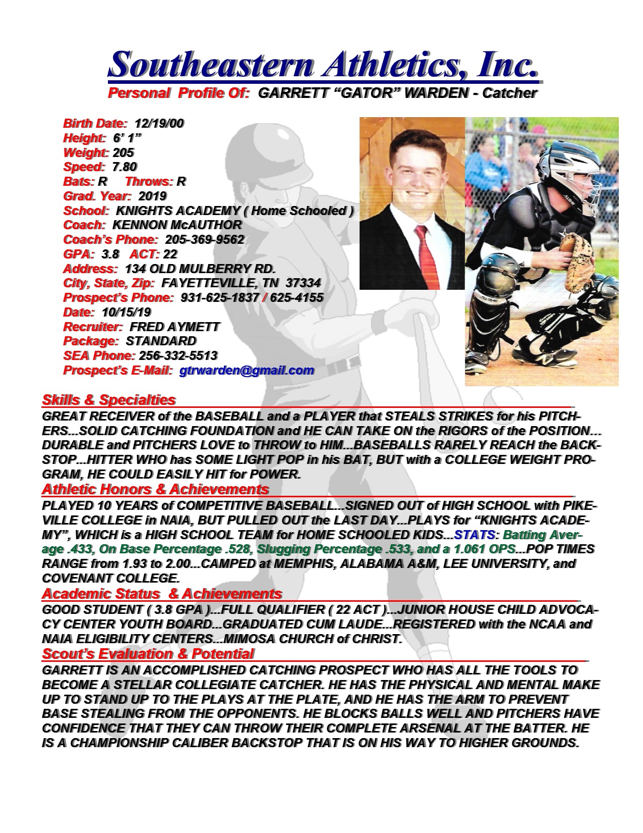 19 WARDEN, GARRETT BB fa