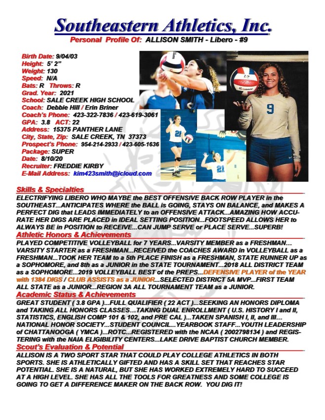 21 SMITH, ALLISON VB k